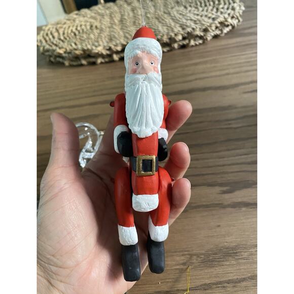 Vintage Christmas Tree Ornament Lot Variety Lot of 11 Wood Glass Needlepoint - Picture 8 of 9